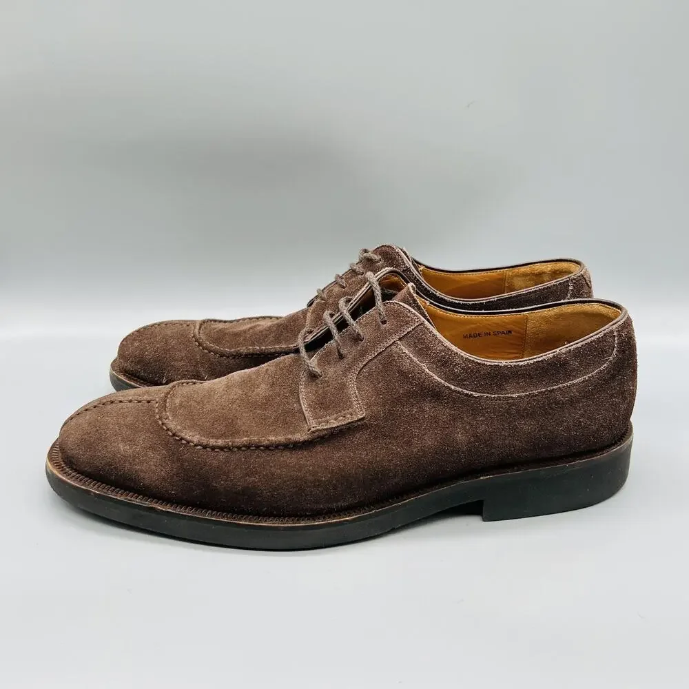 Magnanni Shoes Mens 10.5 Brown Suede Derby Oxford Dress Almond Toe Classic